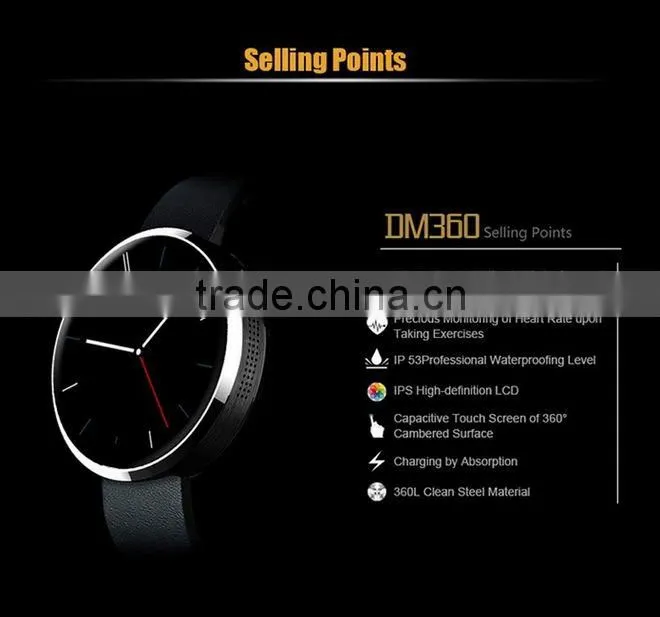 Bluetooth Smartwatches DM360 Smart watch for IOS and Andriod Mobile Phone with Heart rate monitor bluetooth Wristwatch