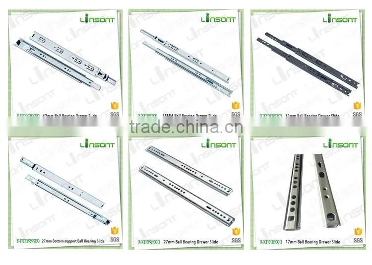 High quality 27mm two fold extension ball bearing drawer slide for kitchen drawer