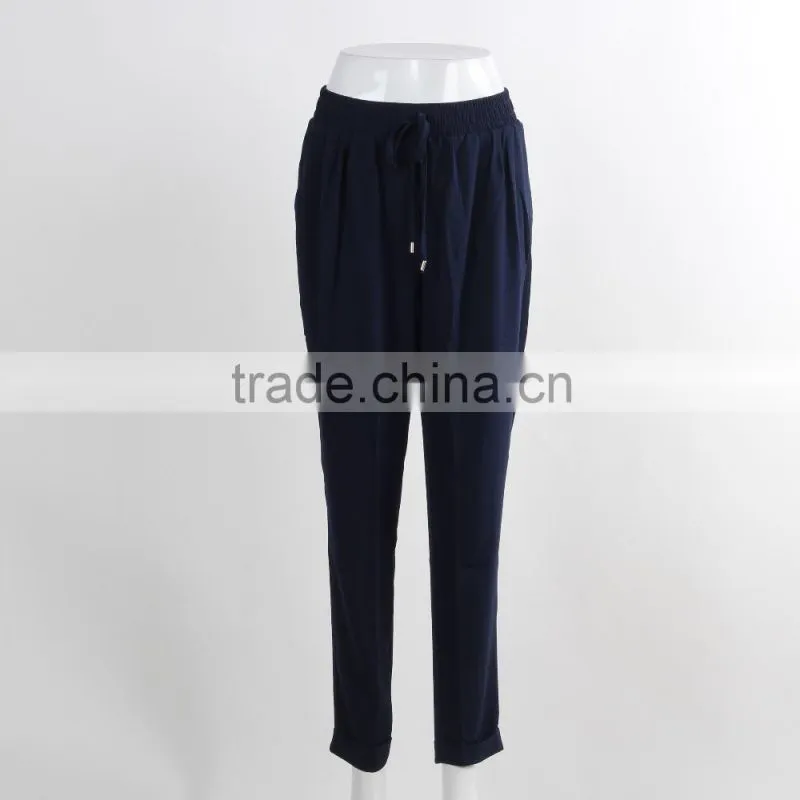F5S30043 Casual Dark Blue Women Slacks