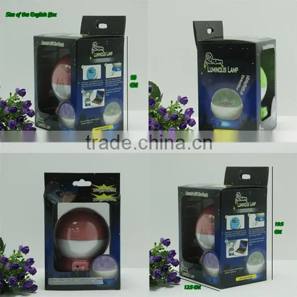 Rotation projector lamp,Star Sky Romantic Night Projector Light. 2014Rotating luminous Dream night light.