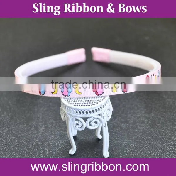 2015 High Quality Printed Grosgrain Ribbon Hairband For Kids Wholesale