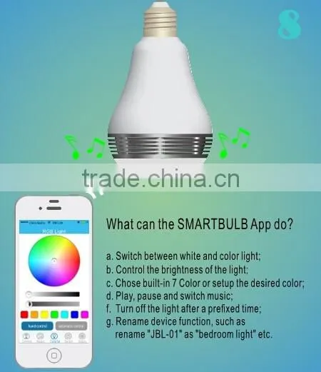 2016 RF Control Modern Style Smart Home LED Bulb Lighting 7W Multi Color Control By Wifi Phone App