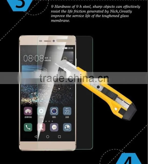 0.33 mm 2.5 D radian high transparency tempered glass for Huawei p8