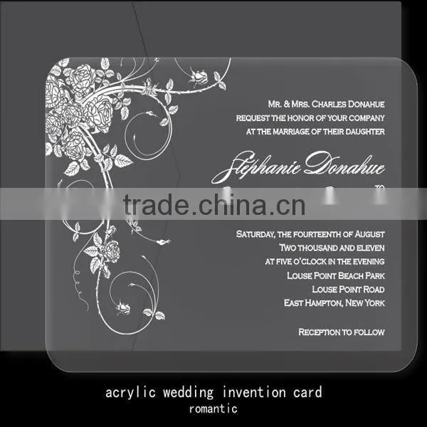 2014 acabic romantic clear acrylic wedding Invitation card