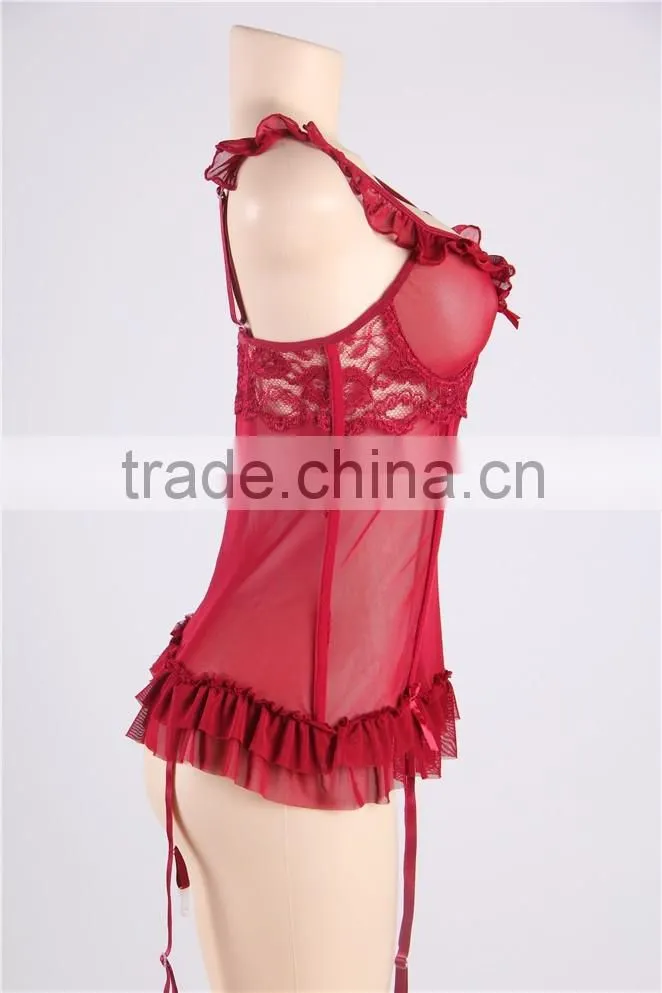 Hot fashion red babydoll sex photo women sexy lingerie