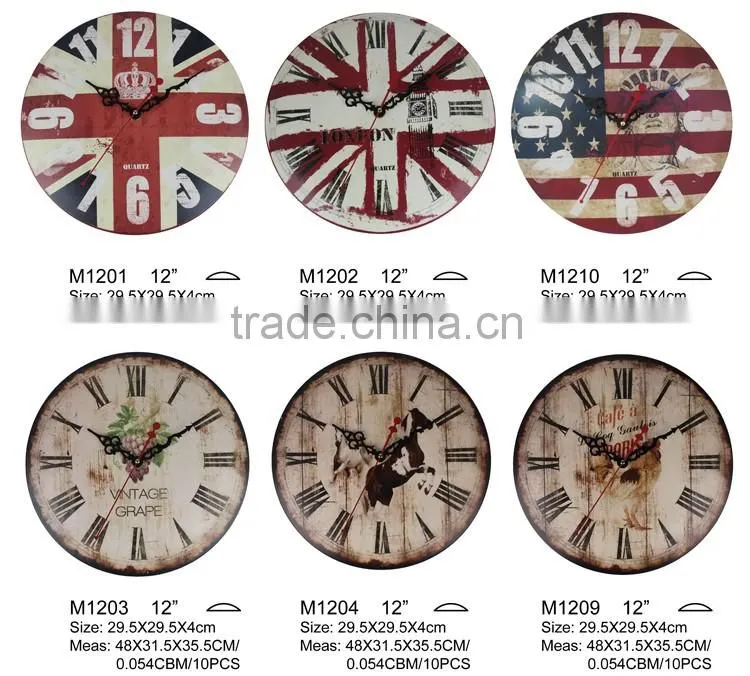 3D round antique dome wall clock