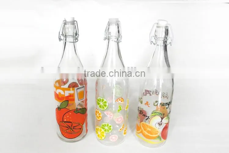 1Liter glass vintage milk bottle with clip lid