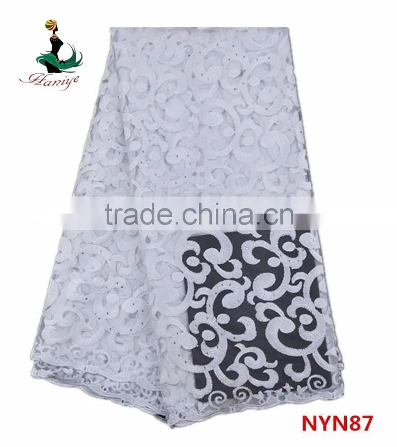 Haniye 2016 Nigerian french net lace fabric african tulle lace fabrics for party/NYN87