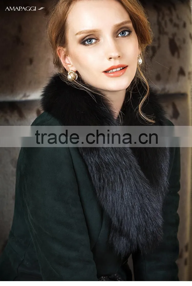 Top Grade Winter Women's Long Real Black Sheep Fur Coat Made In China
