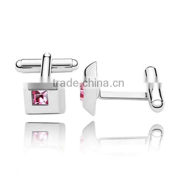 Fashionable metal copper silver square cufflinks diamond cuff link shirts for men