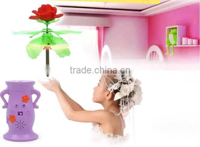 Newest Flying Toys ,RC Flying Toys Hand Sensor Doll Toy Roses Flower( three seconds to start )