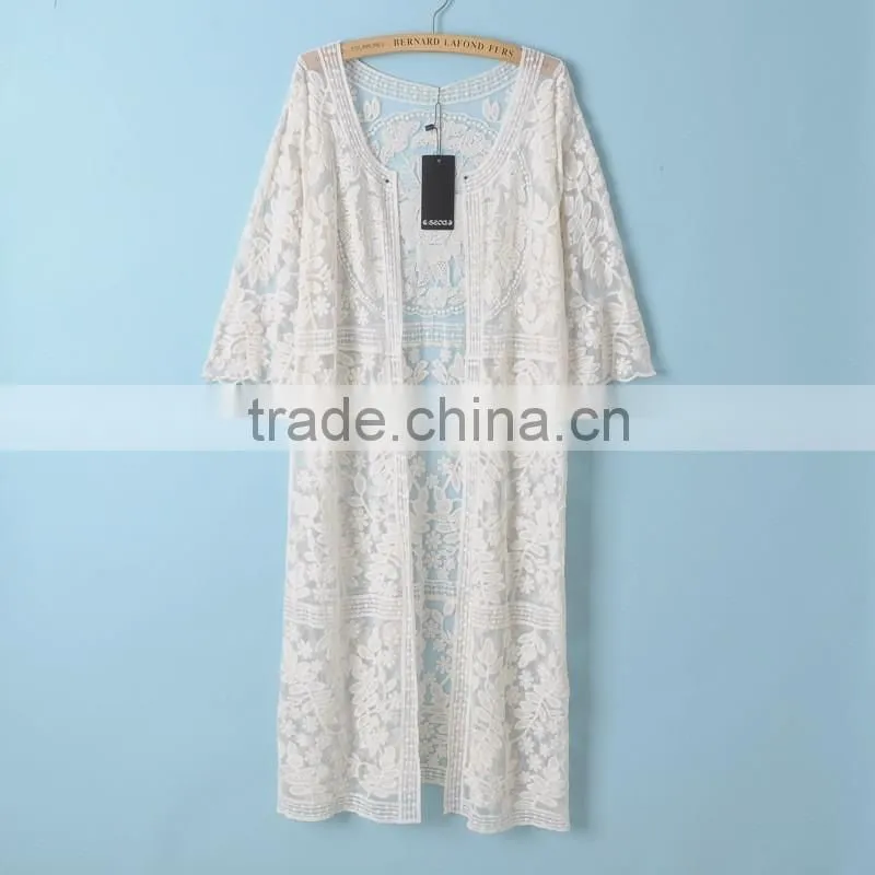 Hot sale short sleeve lace beach cardigan