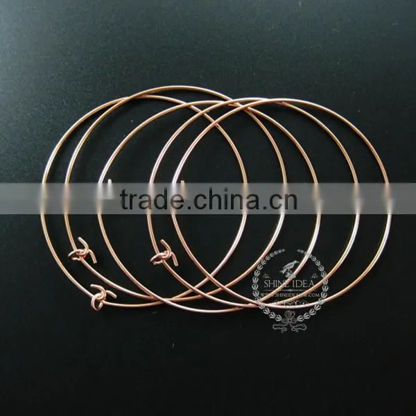 55mm diameter brass rose gold plated simple wiring bracelet for beading DIY jewelry supplies 1900106