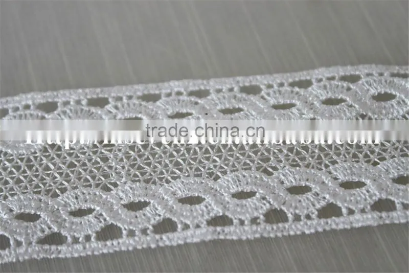 factory wholesale high quality white 3cm polyester yarn lace for sale