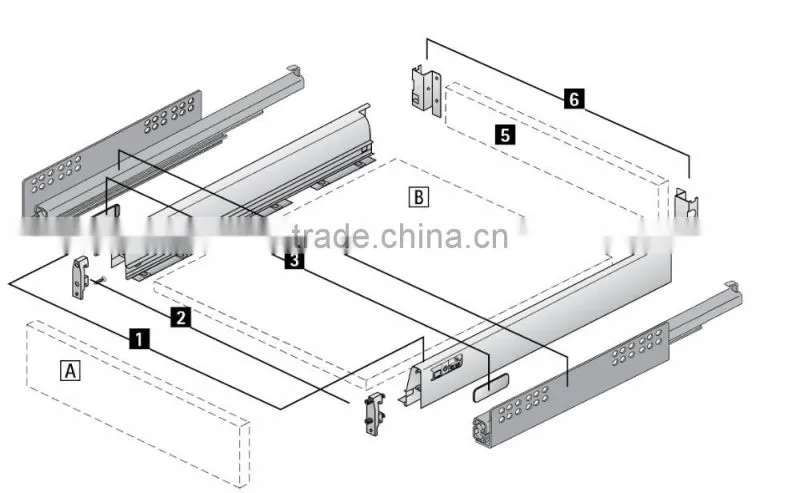 Meiliwang Innotech Stainless Steel Double-walled Quadro Telescopic Channel Drawer Slide