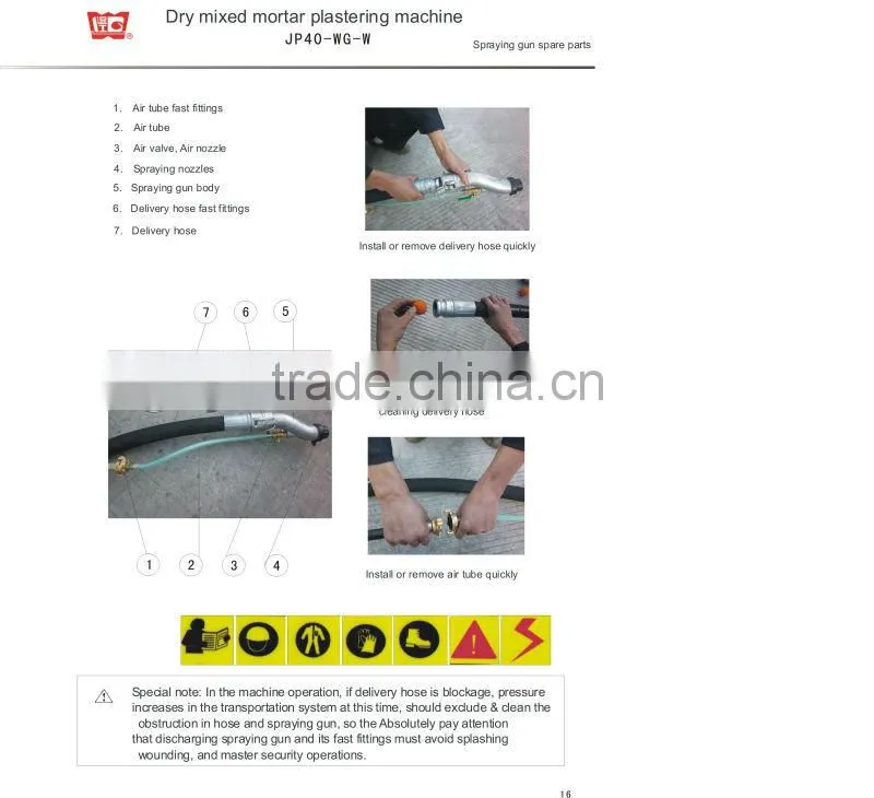 800-1000m2 per 7hrs JP40-L plastering machines used for EPS or 3D panels