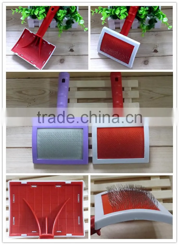 Plastic pet slicker brush with tied card packing