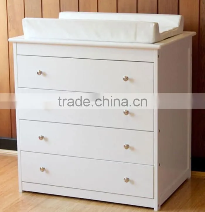 4 DRAWERS Wooden Baby Sleigh Change Table with Pad Chest