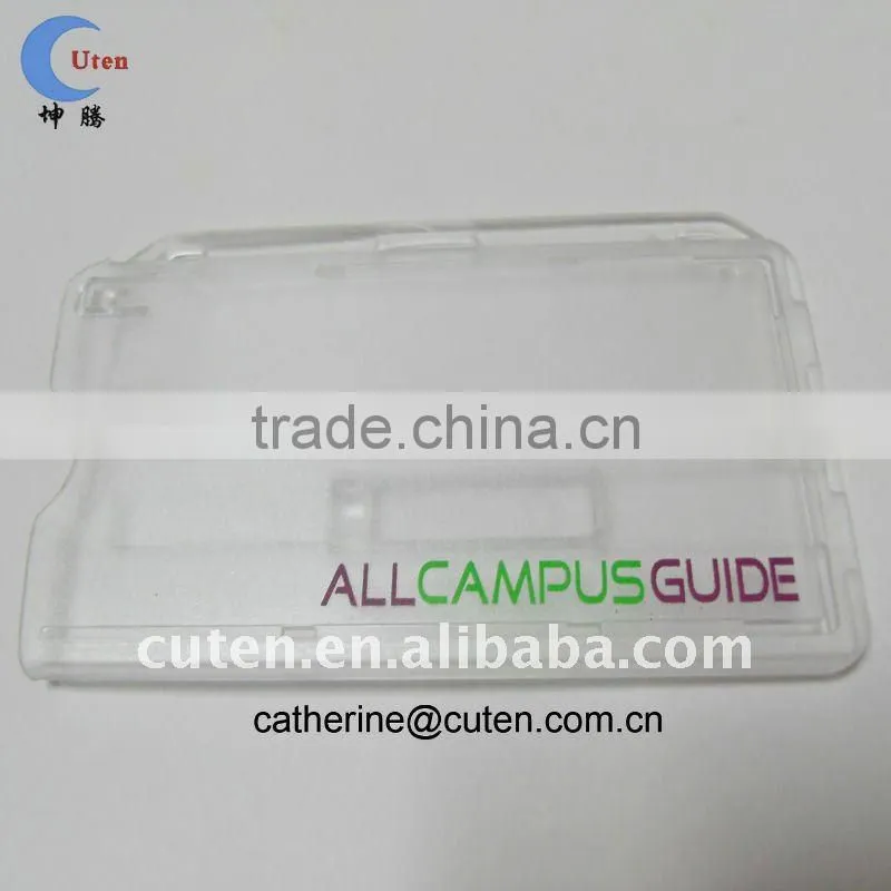 Clear Rigid Plastic Card Holder with Stainless Key Ring