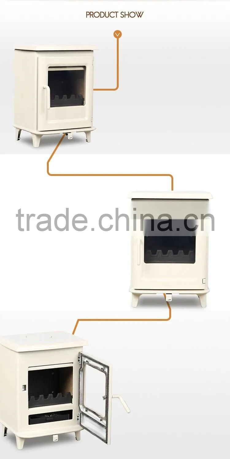 2016 Enamel Firpelace type freestanding cast iron enamel wood burning stove with glass door
