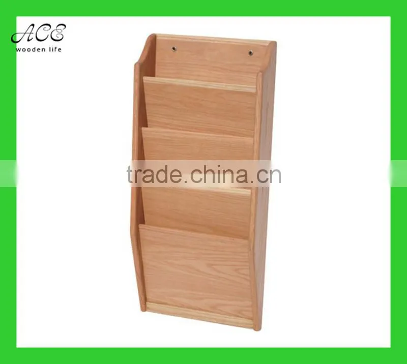 Wooden wall magazine rack