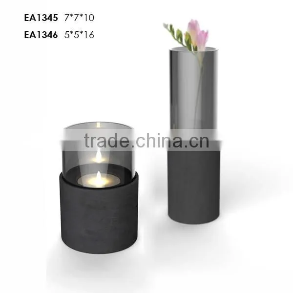 Round white concrete flower pots for garden series