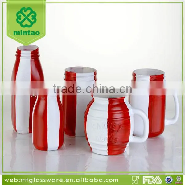 hand painted red star glass jars decorative candle jars