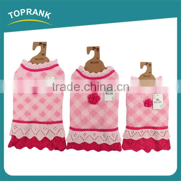 Cheap dog clothes bulk winter pink hand knit female dog sweater dresses