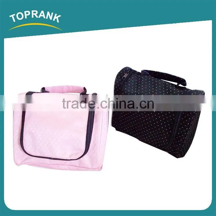 Toprank Custom Pocket-trip Beauty Display Pu Leather Hanging Travel Toiletry Bag Women Folding Toiletry Bag