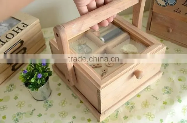 Rural style wooden sewing box
