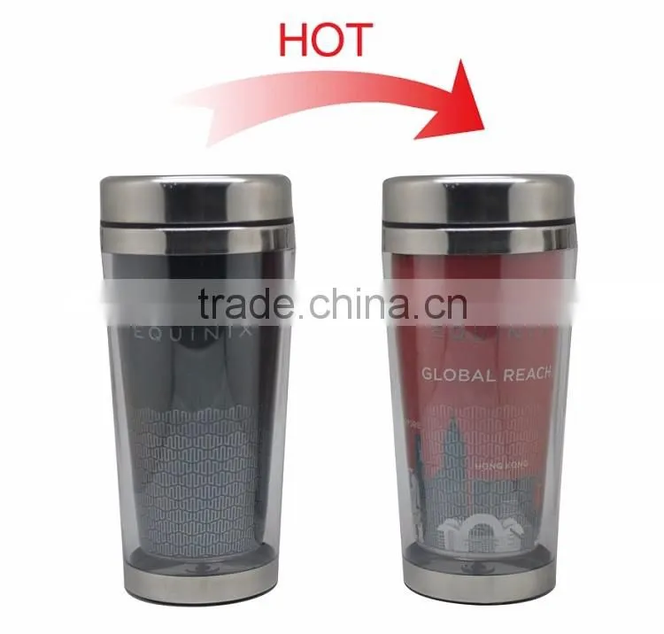 2017 new magic stainless steel travel mug with plastic outer