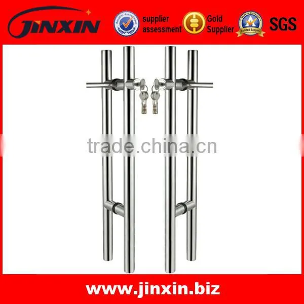 JINXIN stainelss steel glass door handle with lock