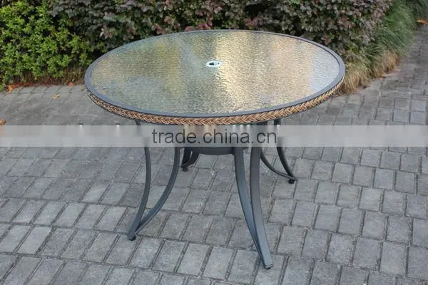 Aluminum 40"Round dining table with umbrella hole