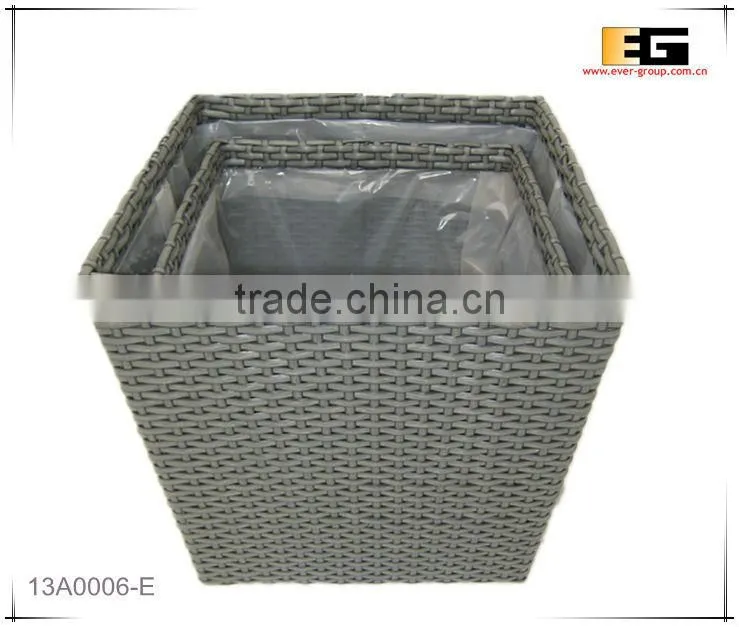 Square PE/Plastic rattan with liner deco basket