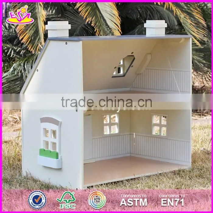 2017 New design children solid wood victorian dolls house W06A236
