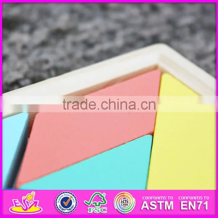 2016 new design educational toy wooden 7 piece tangram puzzles W14A178