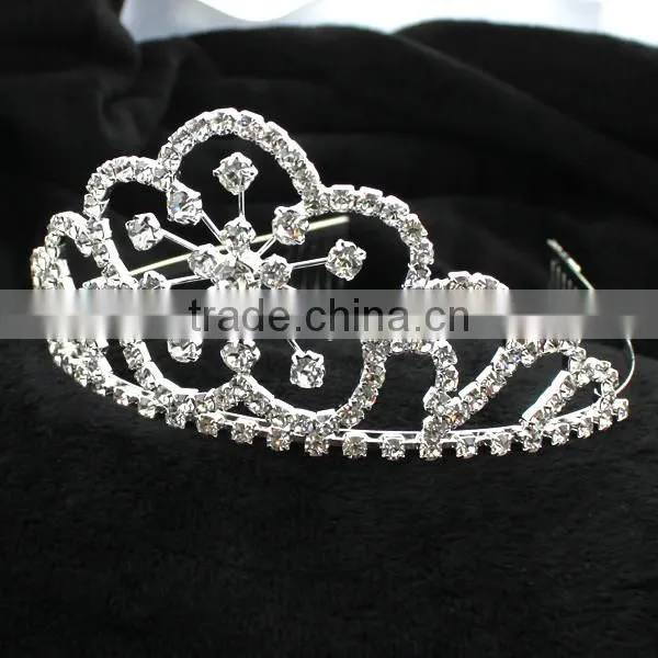 H172-020 floral crystal silver tiara Flower Tiaras Silver Hair Accessories