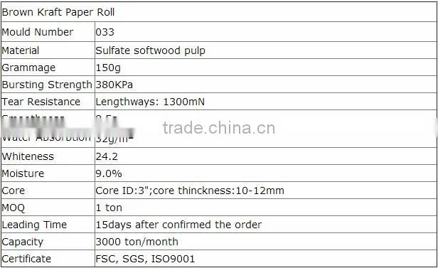 100% Wood Pulp Brown Kraft Paper Roll for Archival Bag