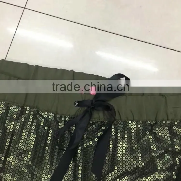 Ladies yiwu stock garment beaded shining A-line sexy skirt