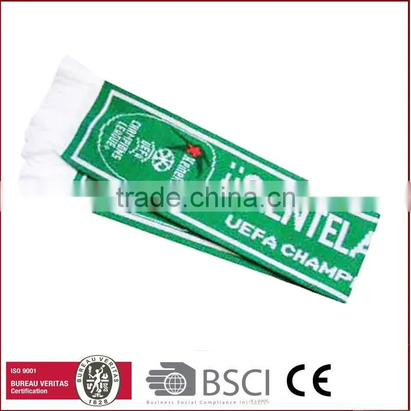 Customized small MOQ arcylic scarf/football scarf/sport scarf