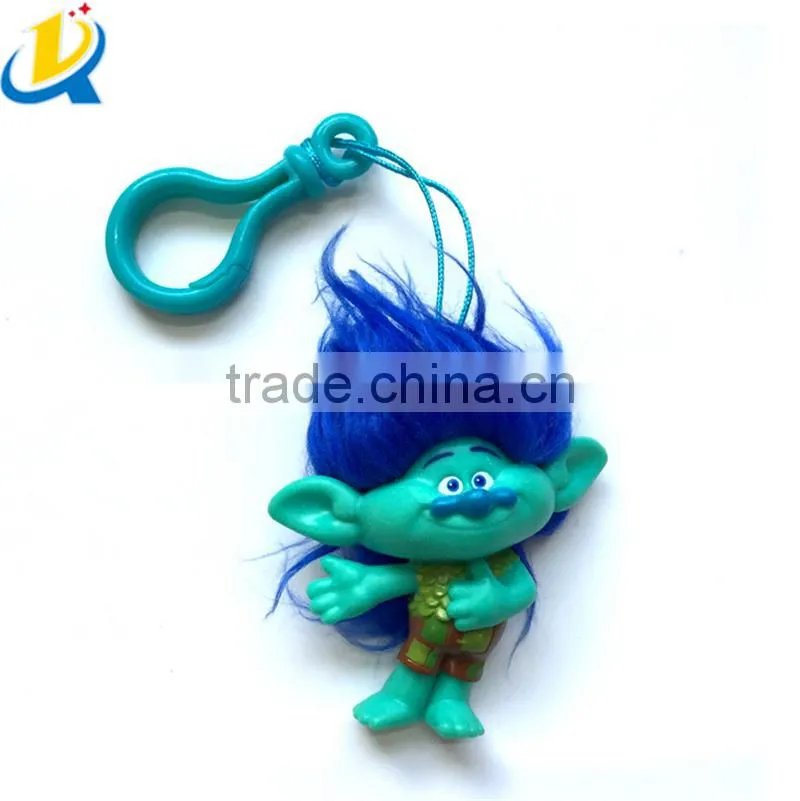 2016 Popular new movie custom cartoon cute pvc Trolls toy keychain