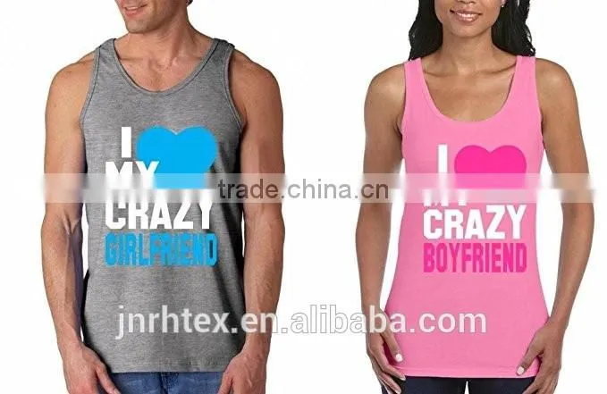 Custom cotton blend mens womens silk screen printing tank top