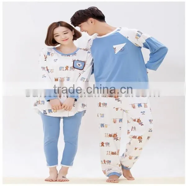 Custom Multi-styles Comfortable lover sleepwear Printed Casual Couple Pajamas