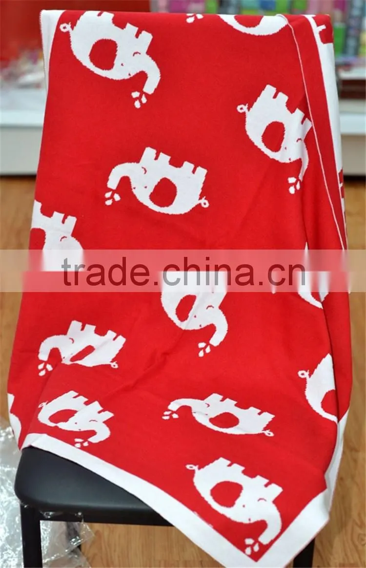 Wholesale elephant printed baby knit blanket in guangzhou