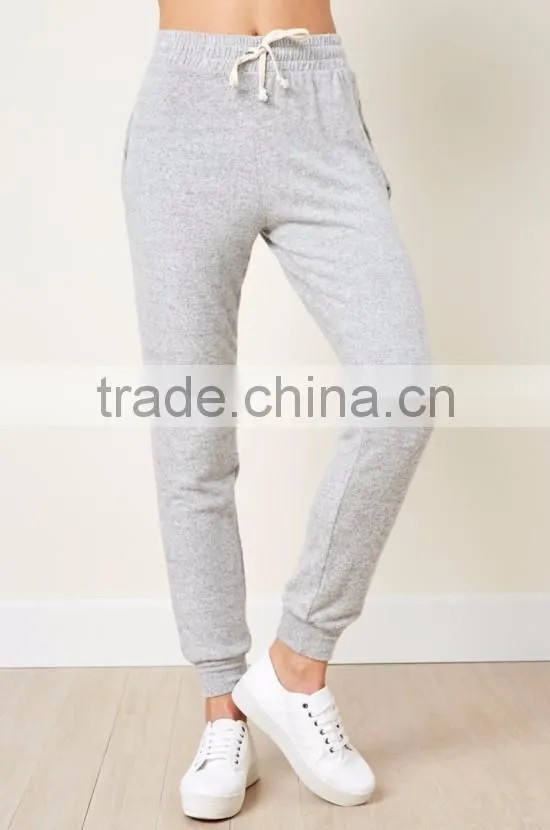 light grey soft elastic waist women outdoor pants