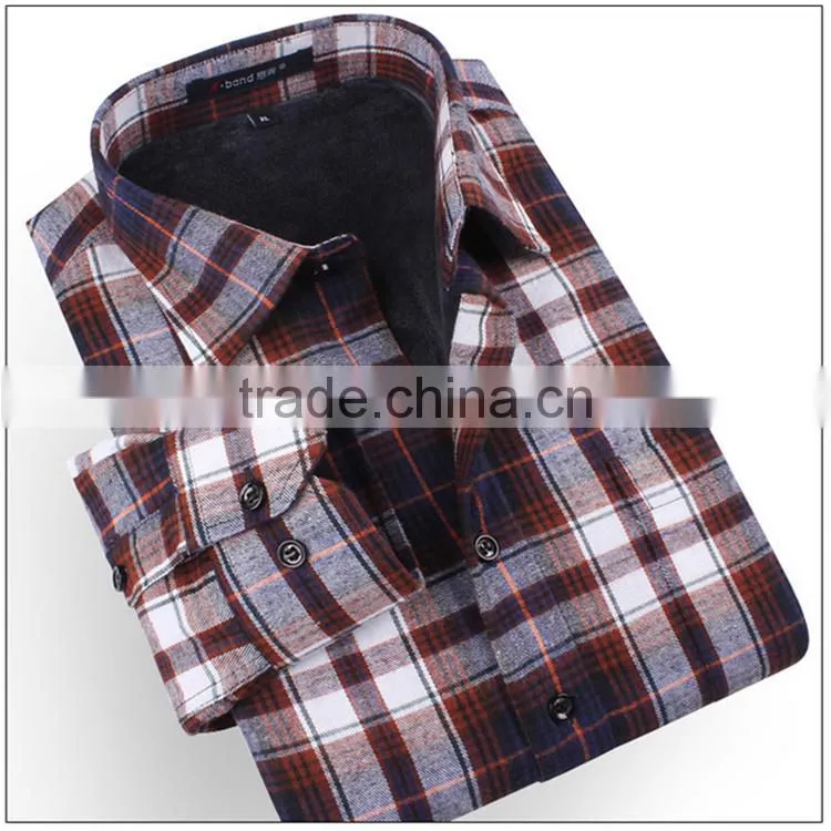 Latest shirt designs for men 2016 plaid flannel cotton windproof warm comfortable men's dress shirt