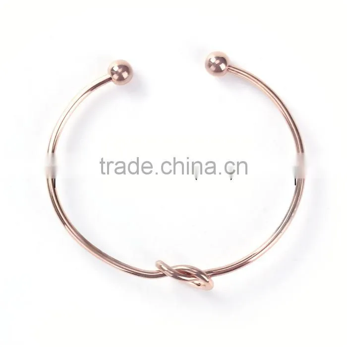 Copper Open Cuff Bangles Bracelets Rose Gold Love Knot