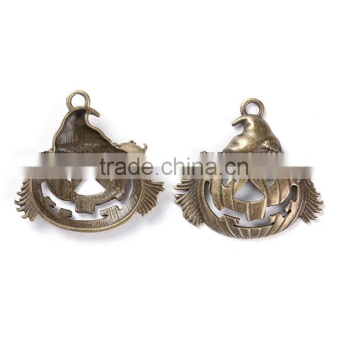Zinc Based Alloy Halloween Pendants Pumpkin Antique Bronze