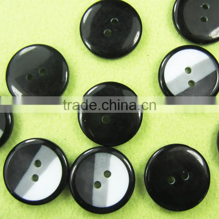12years experience fashion 2 hole Black and white pattern resinic suit button for coat