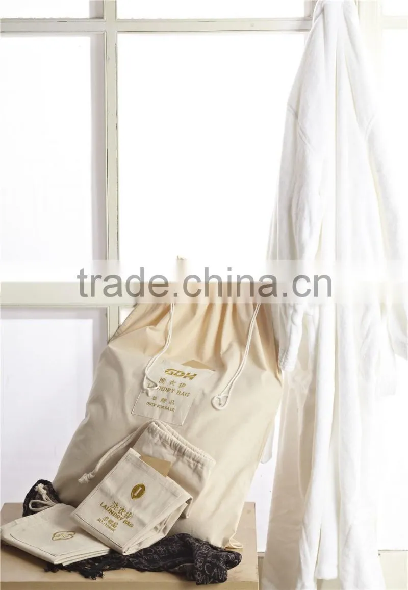 Manufactural Hot Sell Cotton Canvas Drawstring Laundry Bag for Hotel